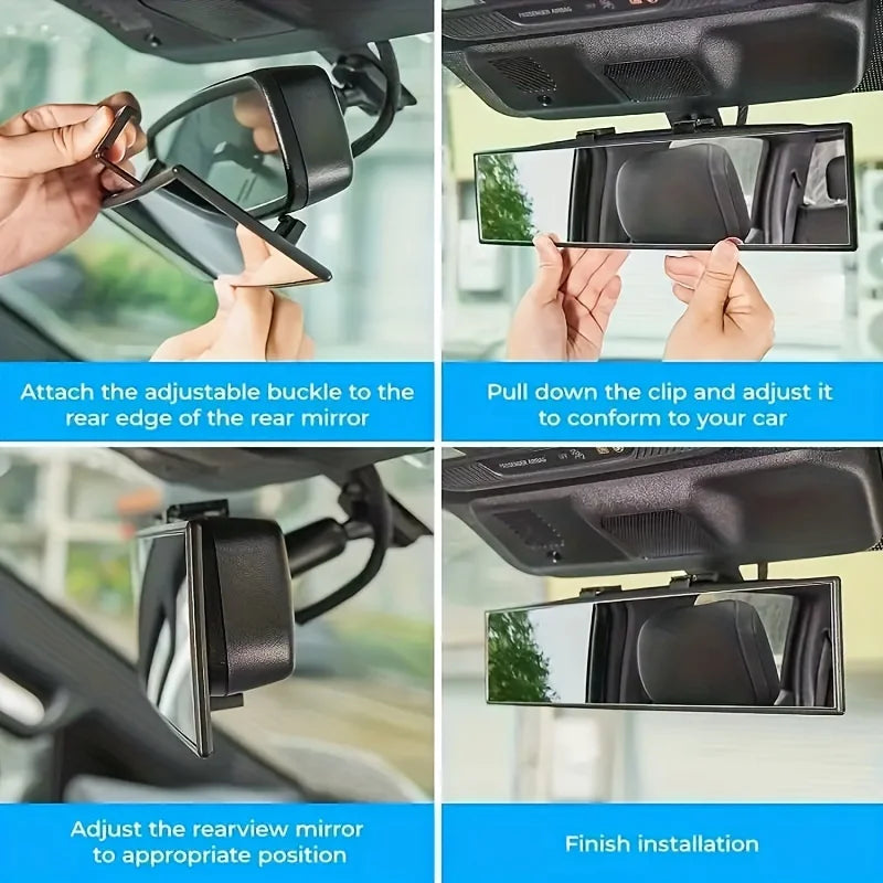 Espelho UltraGlare Retrovisor Interno Convexo, grande angular, antirreflexo, com viseira azul e foco em segurança