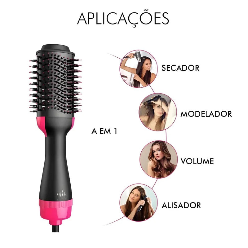 Escova Secadora LISAPRO 1000W – Secagem Rápida com Estilo e Volume