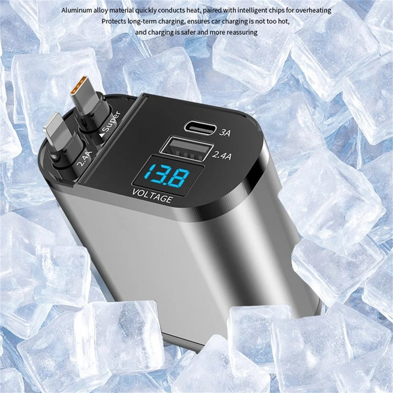 Carregador Retrátil Turbo 4 em 1 120W USB-C PD para iPhone e Android