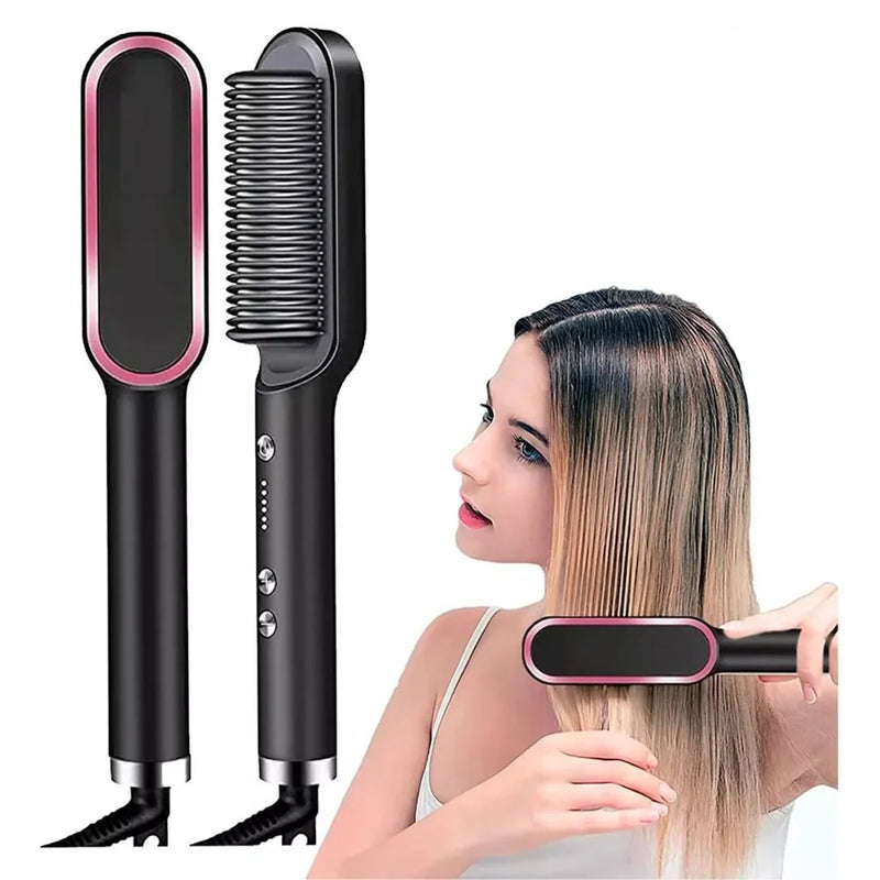 Pente Alisador Profissional 2 em 1 – Alisa e Modela com Tecnologia de Íons Negativos