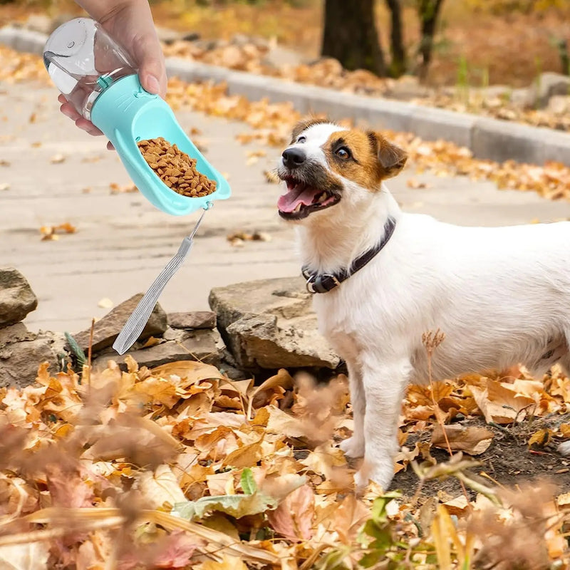 Garrafa Portátil 2 em 1 para Pets – Água e Ração, Alimentador de Viagem para Cães e Gatos 350-500 ml